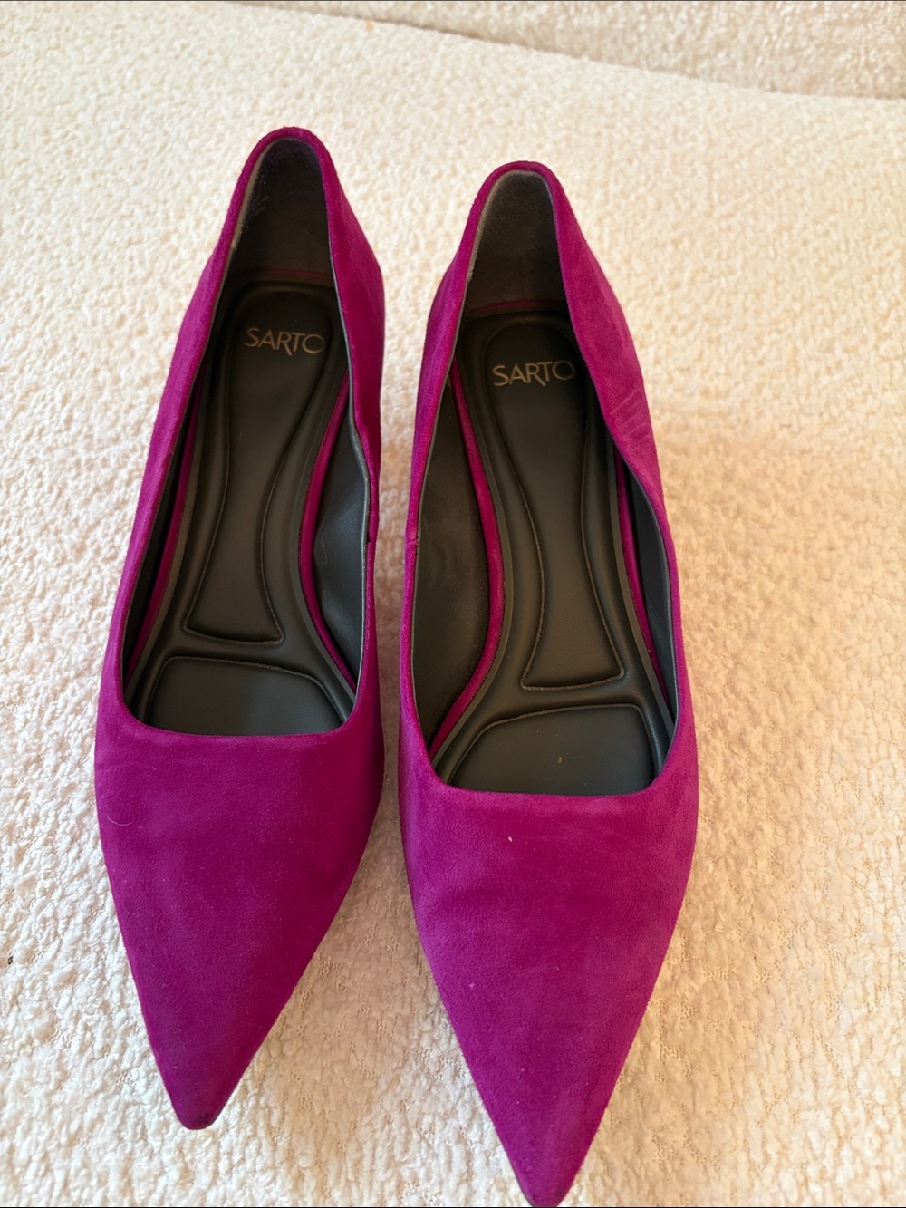 SARTO By Franco Sarto Pointed Suede Flats in Fuchsia